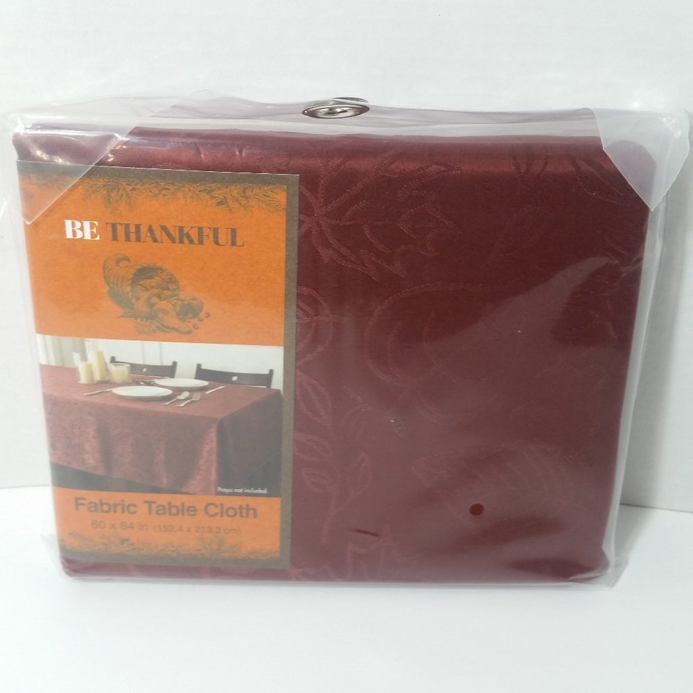 Fabric Tablecloth 60" x 84" Burgundy Leaves